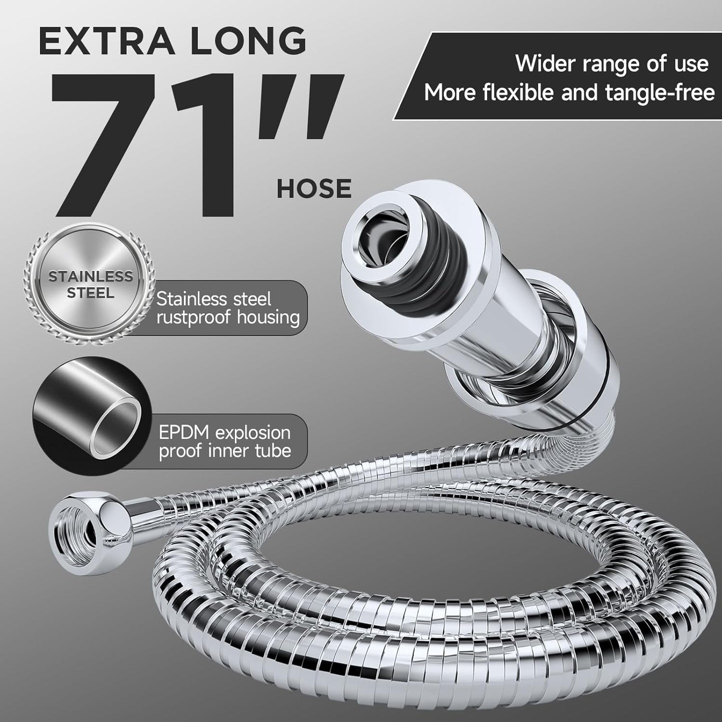 Veken Wide Rain Shower Head with 6 Modes Handheld Water Spray