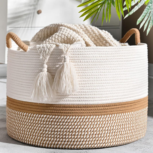 KAKAMAY Large Blanket Basket (20"x13")